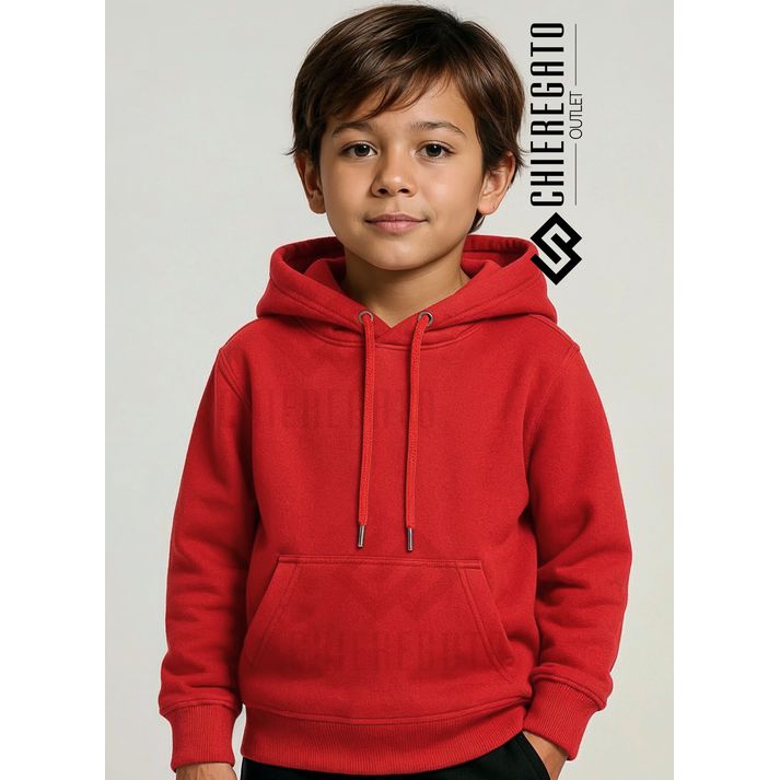 Moletom Canguru Infantil Unissex Vermelho - CHIEREGATO OUTLET
