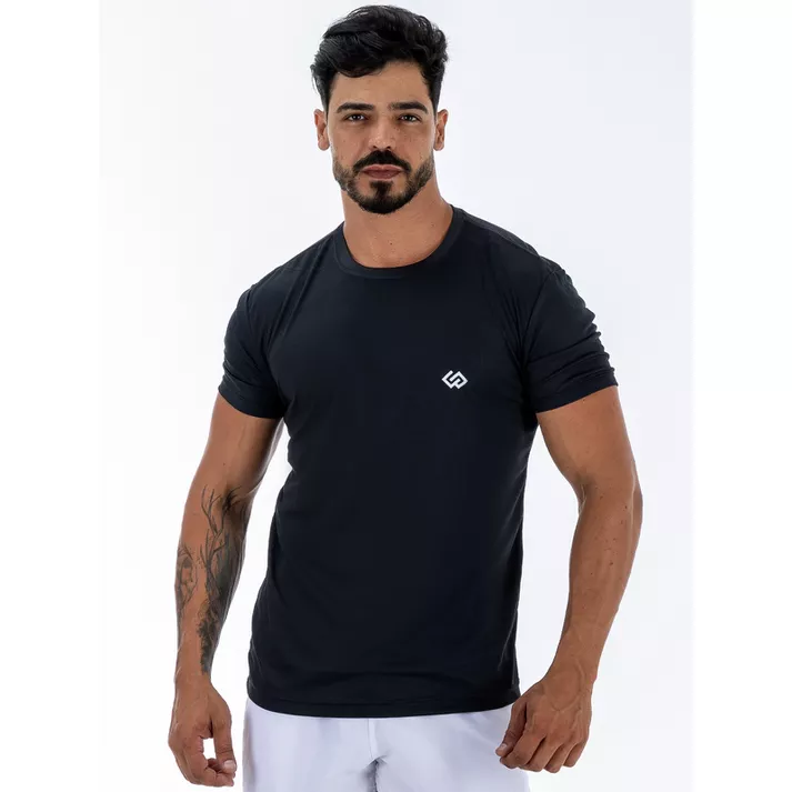 Camiseta Dry Esportiva Slim Manga Curta - Preta - CHIEREGATO OUTLET