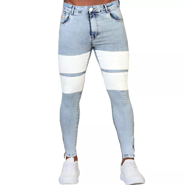 Calça Jeans Skinny Com Zíper Na Barra Detalhes Fai... - CHIEREGATO OUTLET