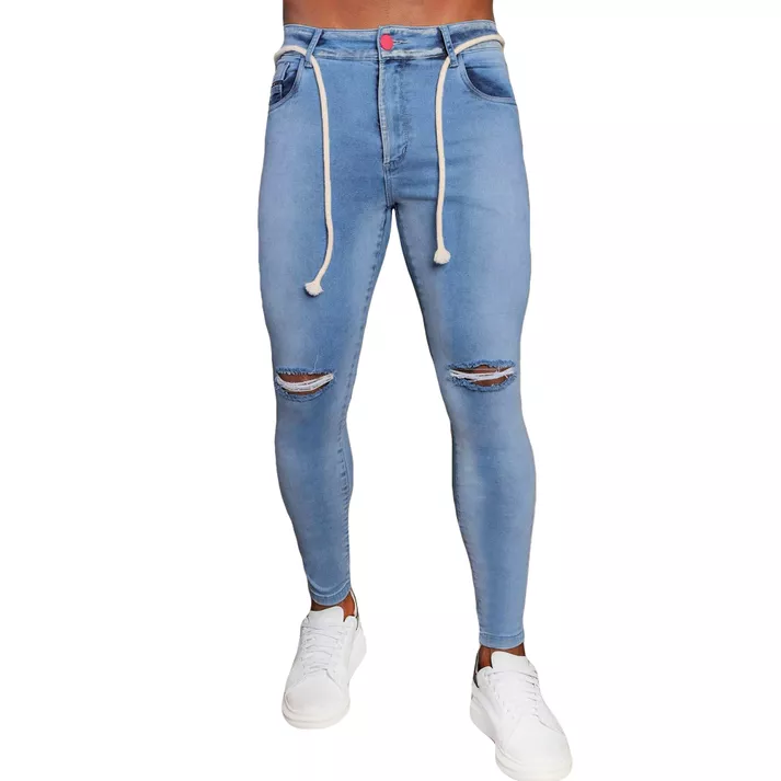 Calça Jeans Clara Super Skinny Rasgada No Joelho C... - CHIEREGATO OUTLET