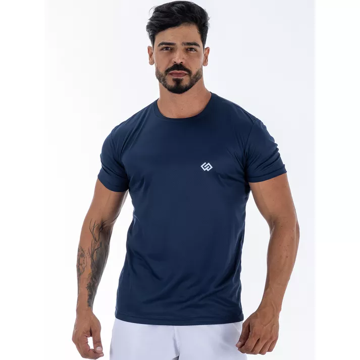 Camiseta Dry Esportiva Slim Manga Curta - Azul Mar... - CHIEREGATO OUTLET