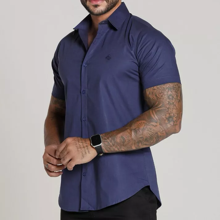 Camisa Social Manga Curta Codi Jeans Toque Acetina... - CHIEREGATO OUTLET