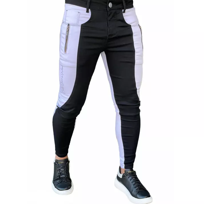 Calça Bicolor Skinny Preta e Branco Com Zíper Codi... - CHIEREGATO OUTLET
