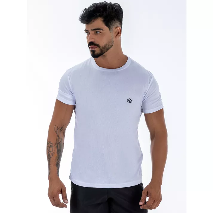 Camiseta Dry Esportiva Slim Manga Curta - Branca - CHIEREGATO OUTLET