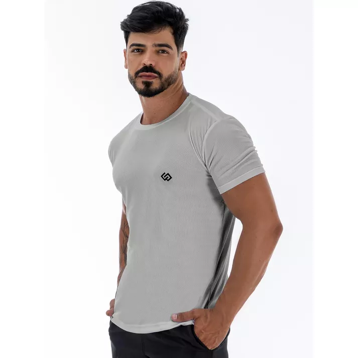 Camiseta Dry Esportiva Slim Manga Curta - Cinza - CHIEREGATO OUTLET