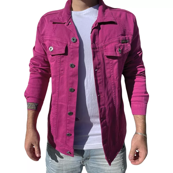 Jaqueta Sarja Jeans Neon Rosa Magenta Masculina Sl... - CHIEREGATO OUTLET