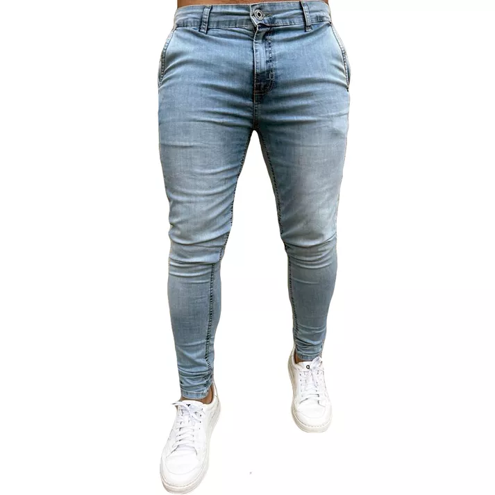 Calça Alfaiataria Jeans Social Azul Clara Skinny M... - CHIEREGATO OUTLET