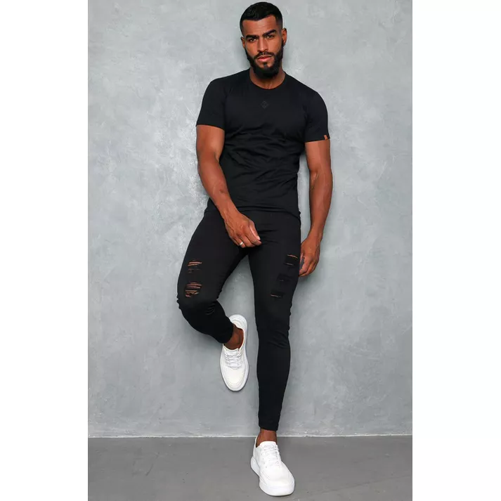 Calça Jeans Skinny Preta Destroyed Rasgada Masculi... - CHIEREGATO OUTLET