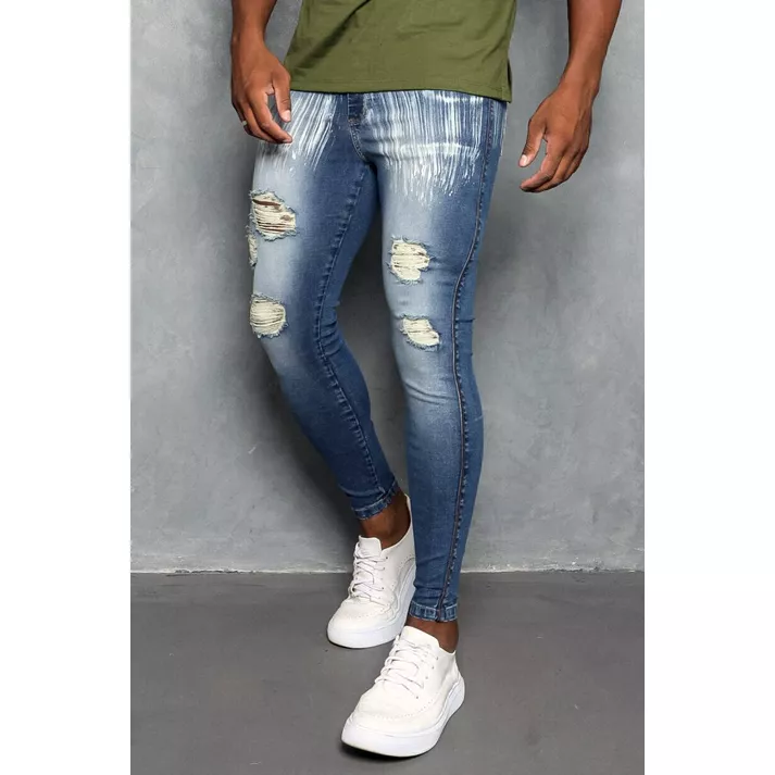 Calça Jeans Destroyed Super Skinny Devorê Escovado... - CHIEREGATO OUTLET