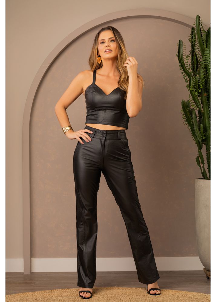 Calça de Couro Feminina Preta Samanta 