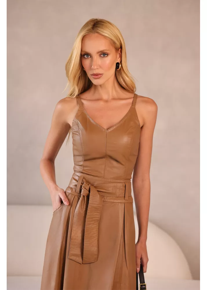 Cropped de Couro Feminino Camelo Dayane 