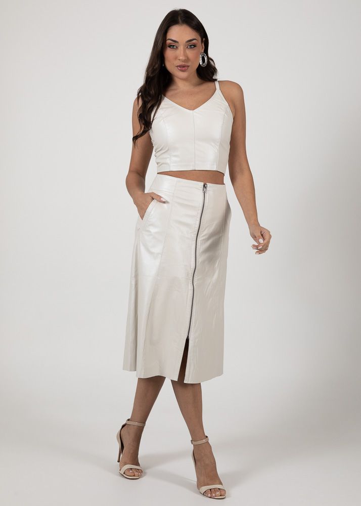 Cropped de Couro Feminino Pérola Dayane 