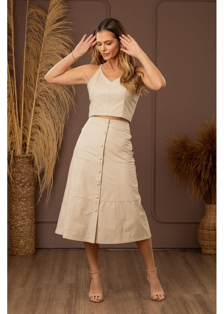 Saia De Couro Off-White Brenda 