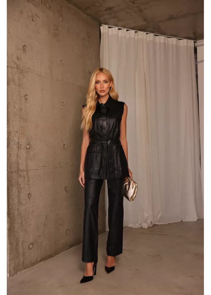 Colete De Couro Feminino Preto Yasmin