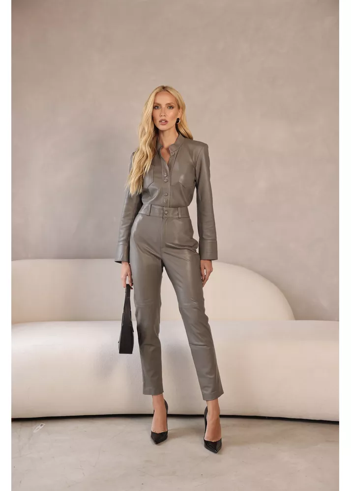 Camisa de Couro Pelica Feminina Concreto Andrea 