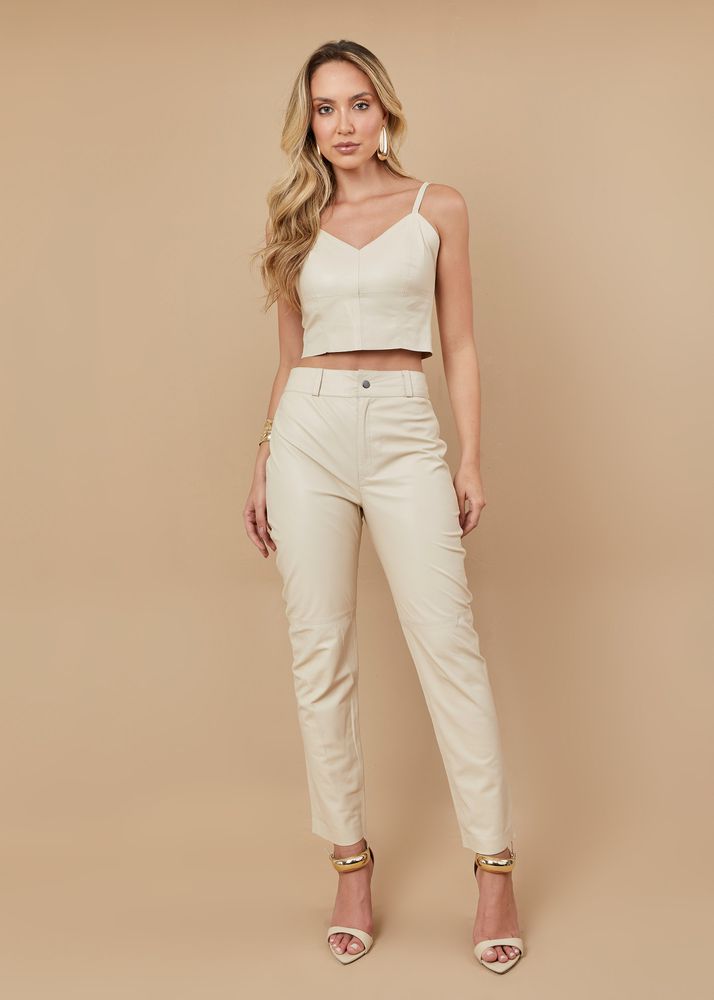 Calça de Pelica Feminina Off-white Luiza