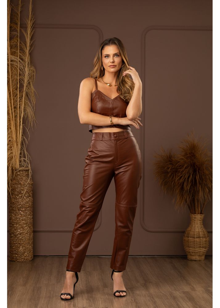 Calça de Pelica Feminina Tabaco Luiza 
