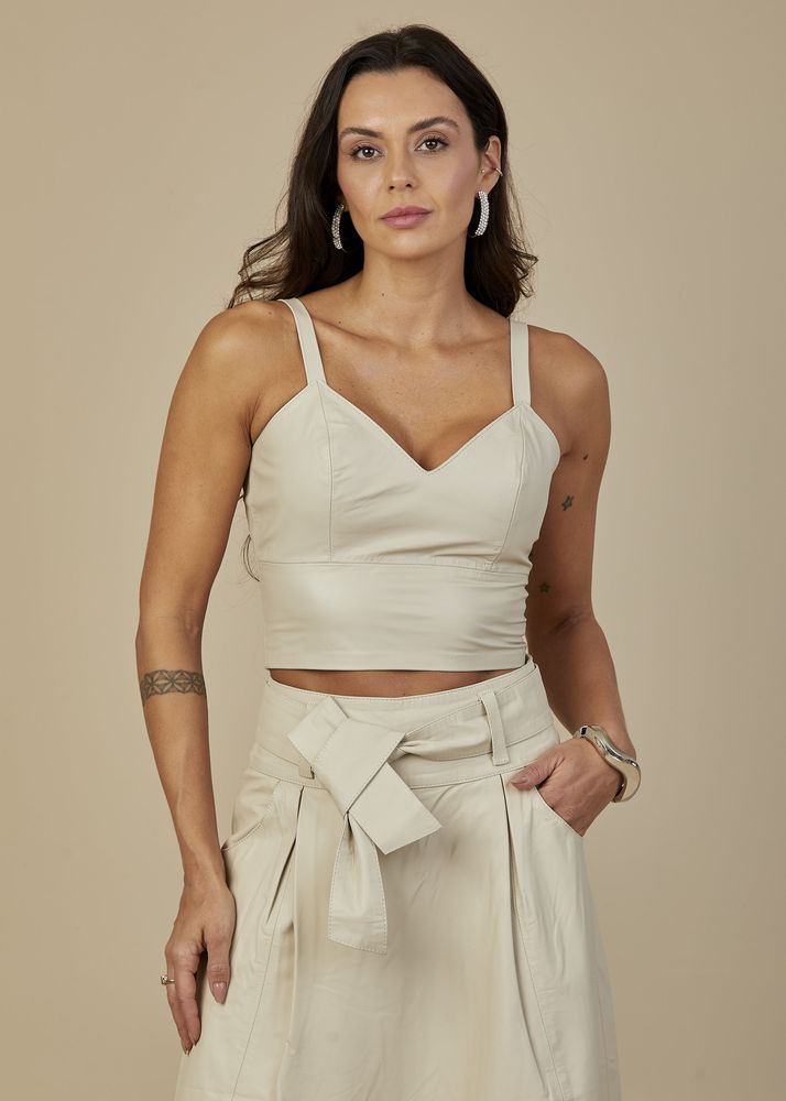 Cropped de Couro Feminino Off-White Diana 