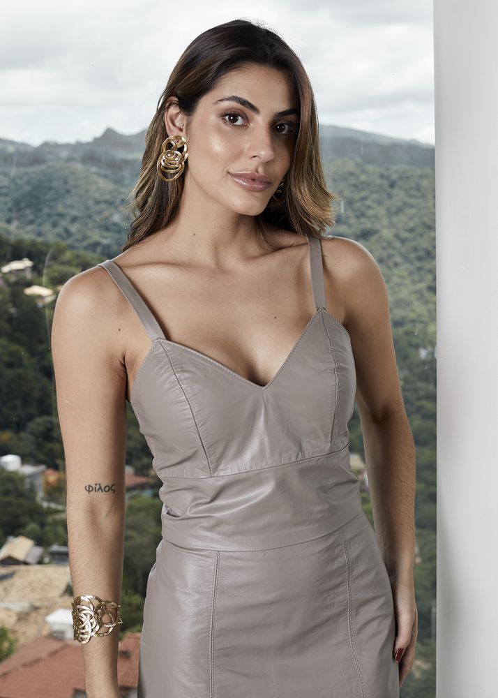 Cropped de Couro Feminino Fendi Diana 