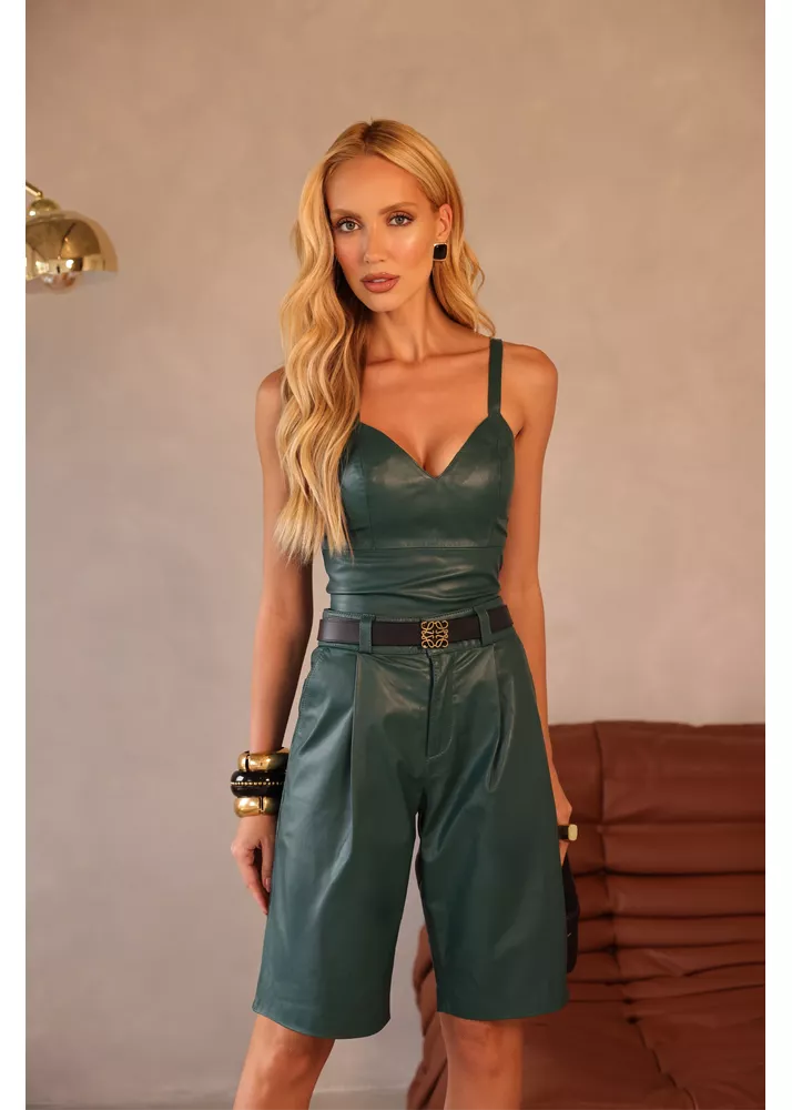 Cropped de Couro Feminino Verde Mar Diana 