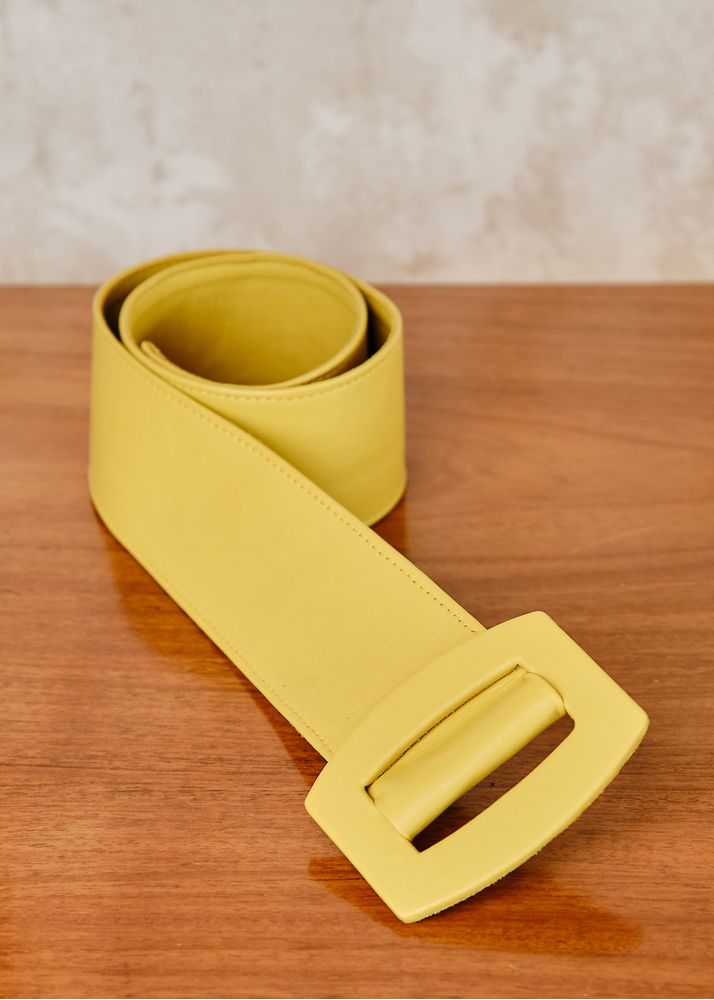 Cinto De Couro Amarelo