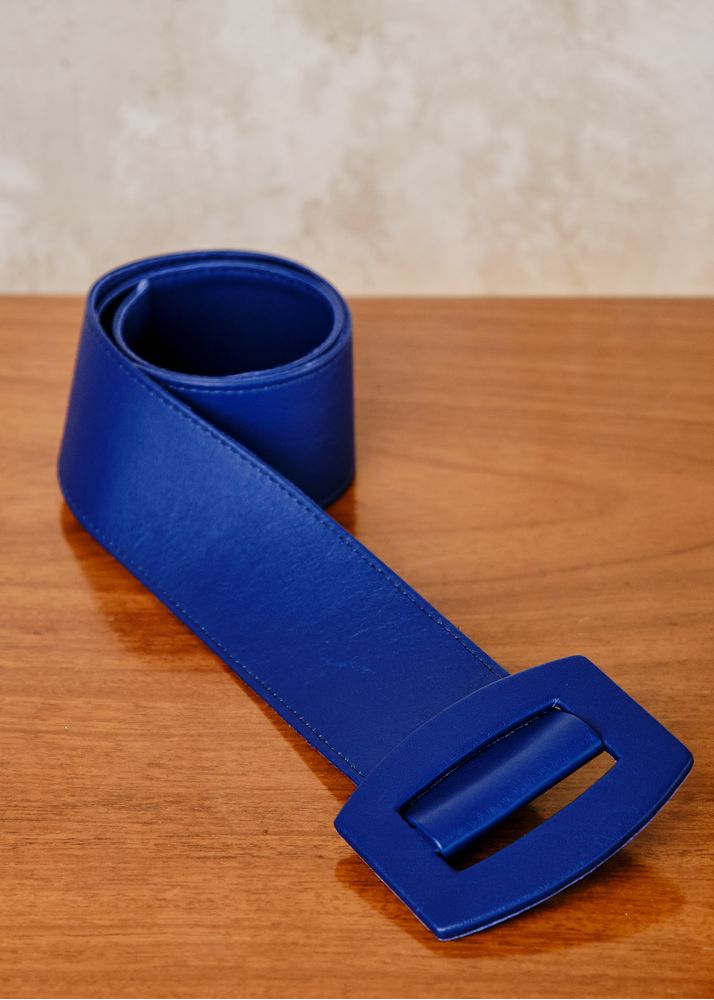 Cinto De Couro Azul Feminino