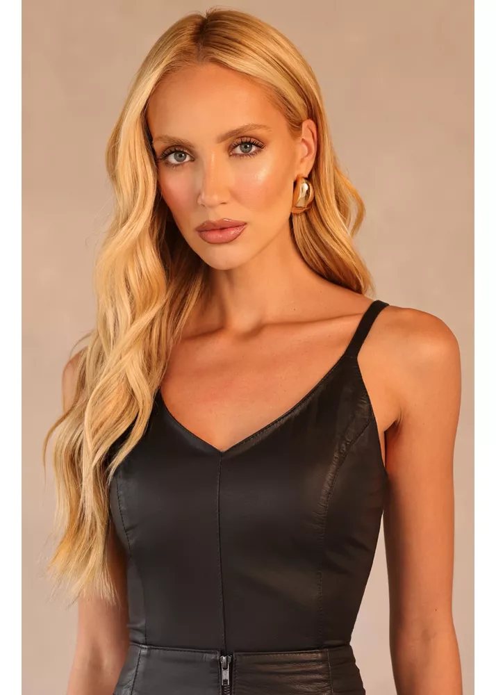 Cropped de Couro Feminino Preto Dayane