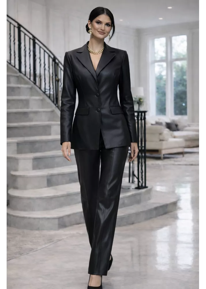 Blazer de Couro Pelica Preto