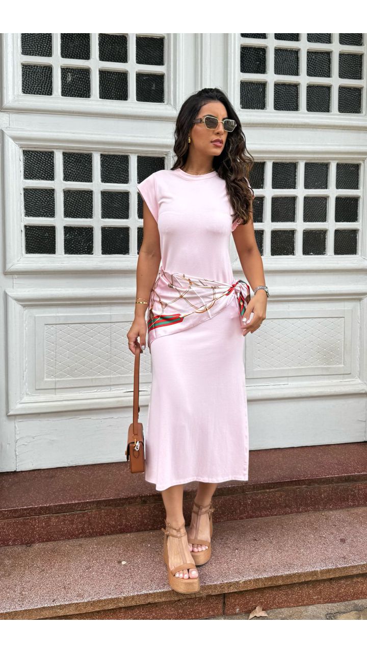 Vestido Midi Rosa Bebe Alessandra - MHA VIANA STORE
