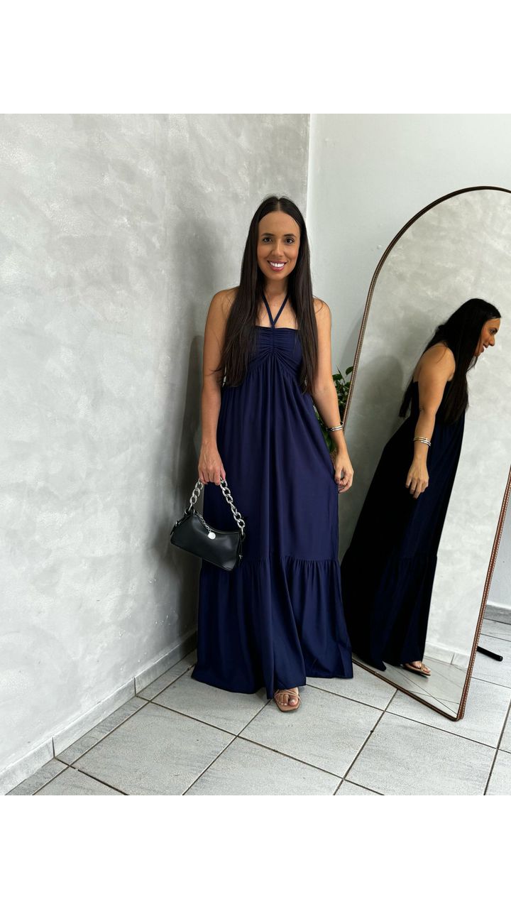 Vestido Eleonora Azul Escuro - MHA VIANA STORE