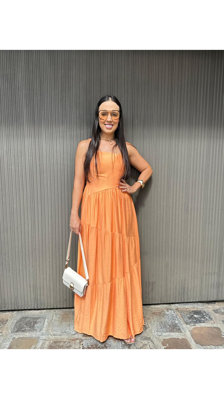vestido luiza laranja - MHA VIANA STORE