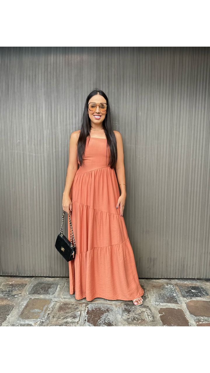 Vestido Luiza caramelo - MHA VIANA STORE