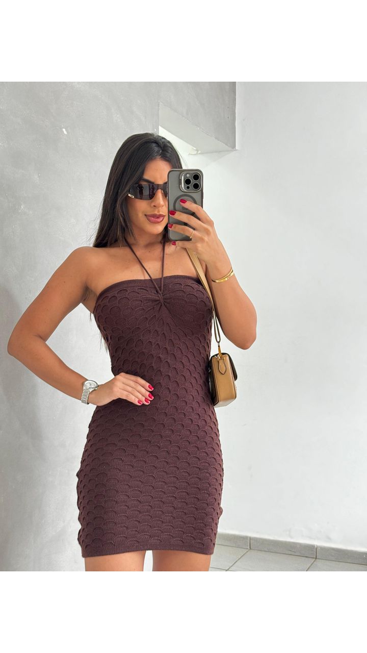Vestido Tricô Marrom Clara - MHA VIANA STORE