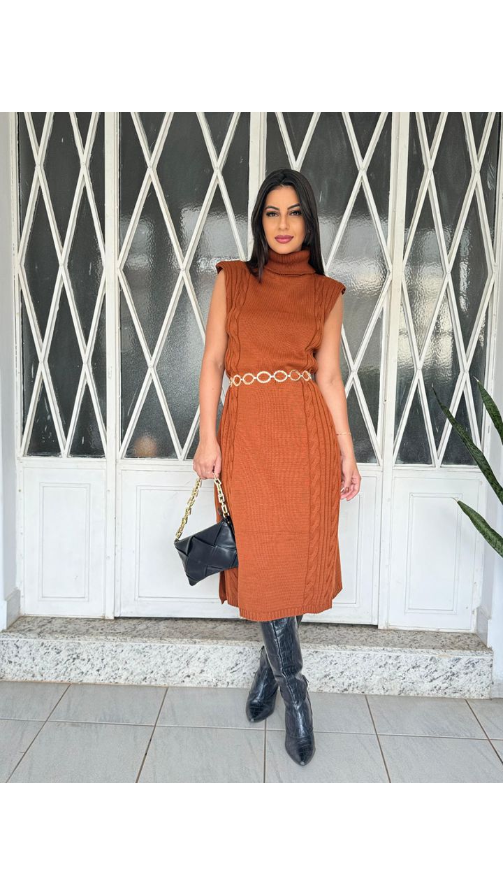 Vestido Tricot Caramelo - MHA VIANA STORE