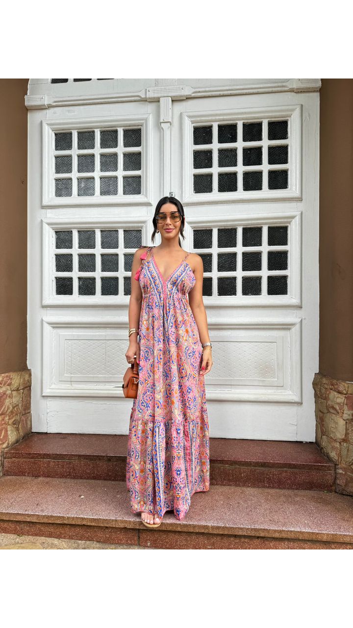 vestido Indiano Rosa - MHA VIANA STORE