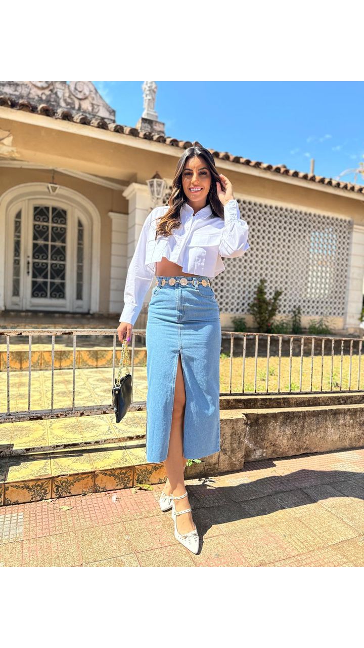 Saia Mide Jeans Angelina - MHA VIANA STORE