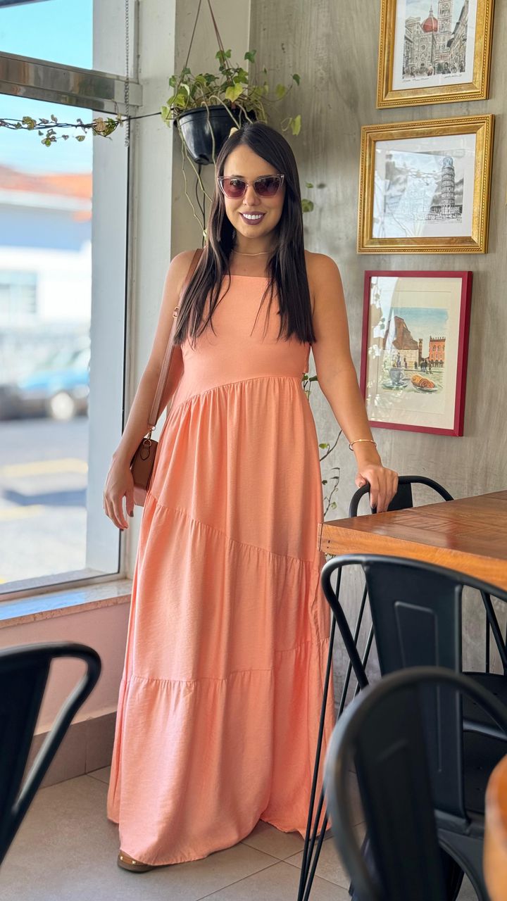 vestido luiza laranja claro - MHA VIANA STORE