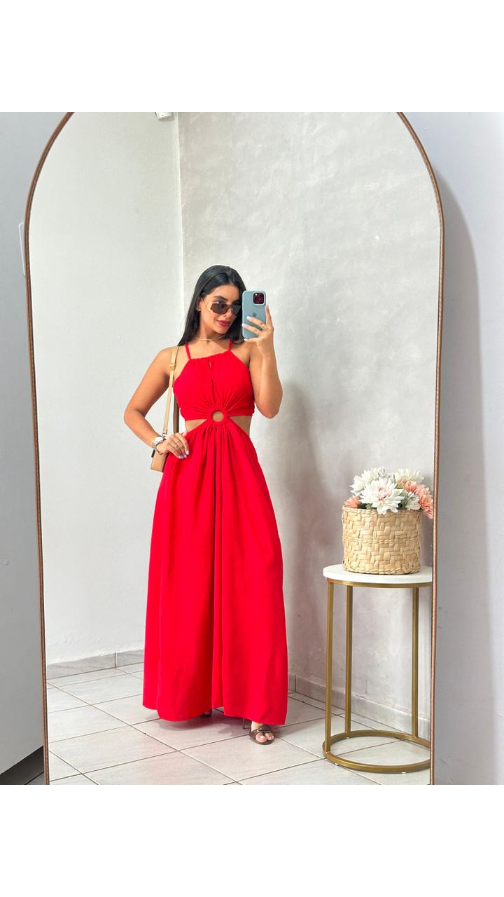 Vestido Longo Vermelho Bruna - MHA VIANA STORE