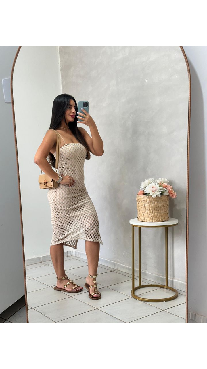 Vestido Midi Mariana Beje - MHA VIANA STORE