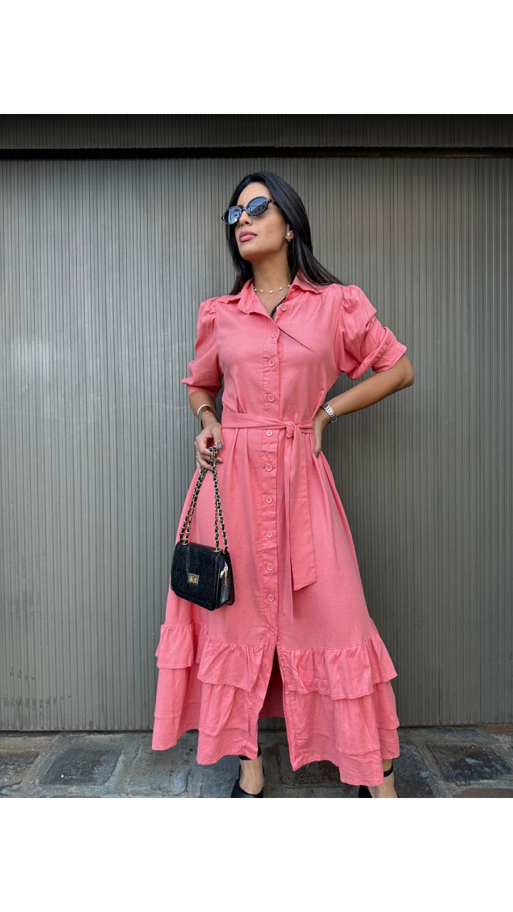 Vestido Alice Salmão Escuro - MHA VIANA STORE