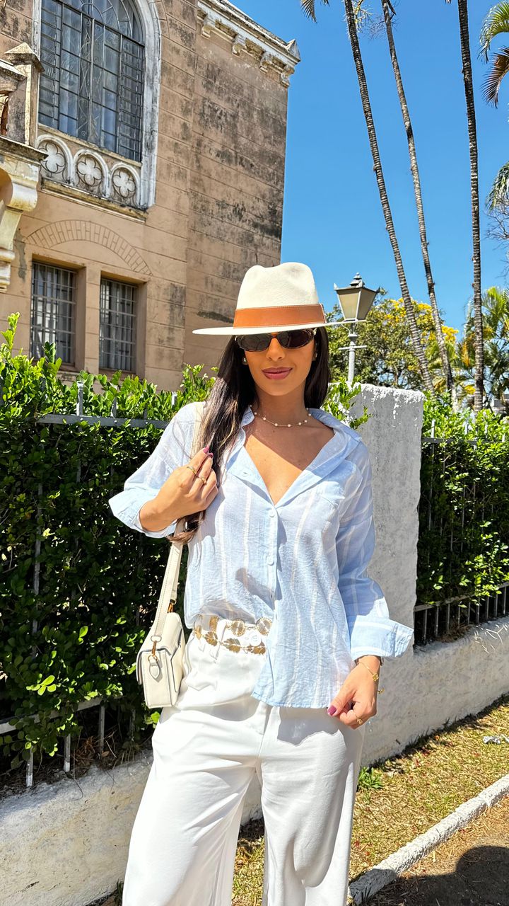 Camisa Listrada Azul Bebê - MHA VIANA STORE