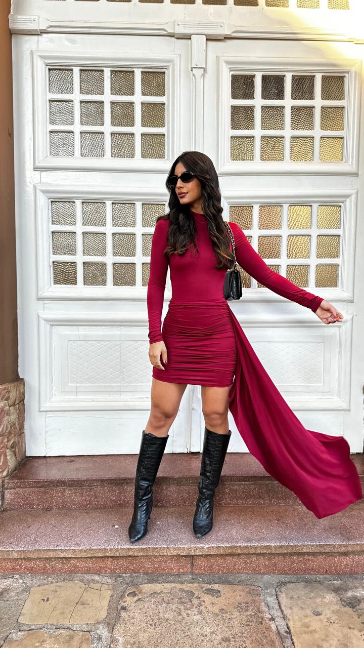 Vestido Larissa Vinho - MHA VIANA STORE