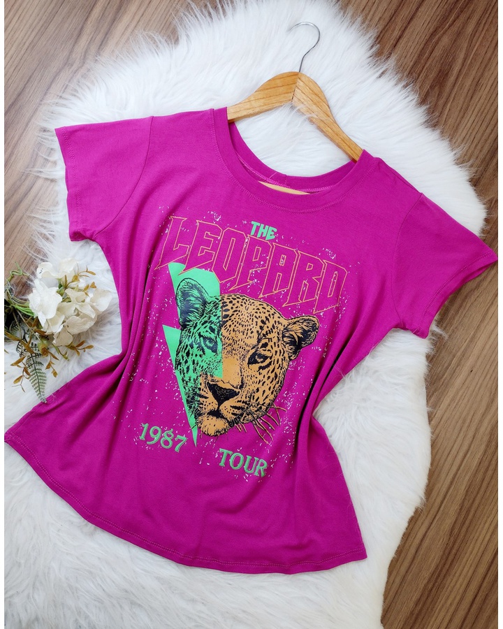 T-shirt Leoparo Roxa - mayara lira shop ® 