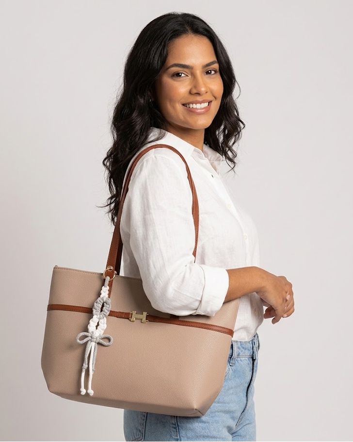 Bolsa Trançada Hanna - Bege / Marrom