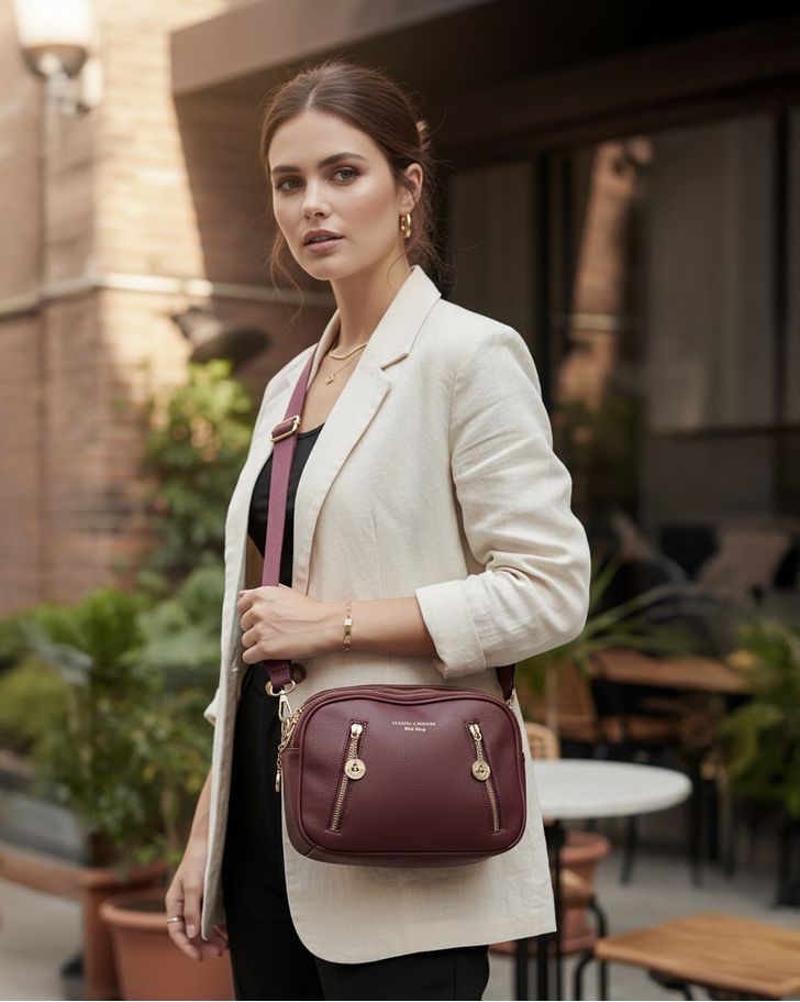 Bolsa Transversal Luana - Bordô