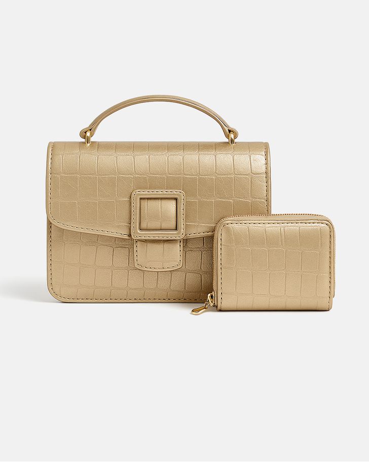 Bolsa Feminina com Carteira - Ouro Velho