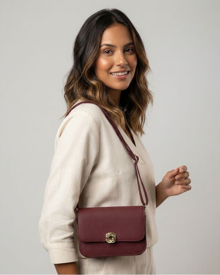Bolsa Transversal Pequena Amélia - Bordô