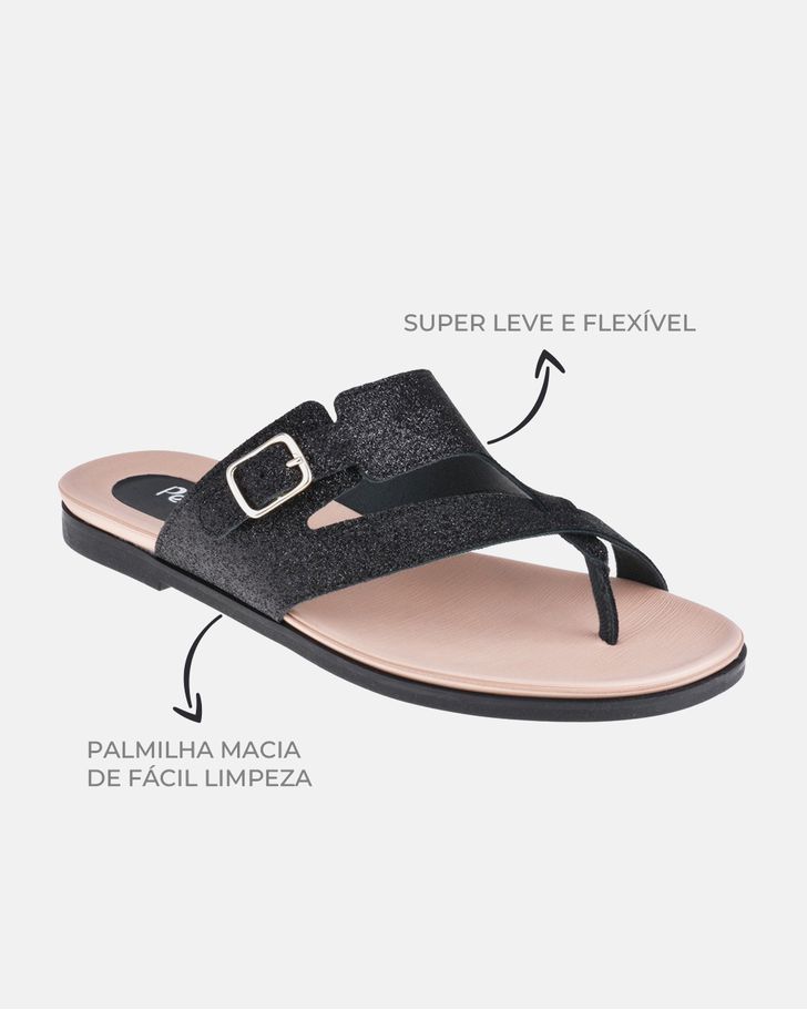 Chinelo Cosmos - Glitter Preto