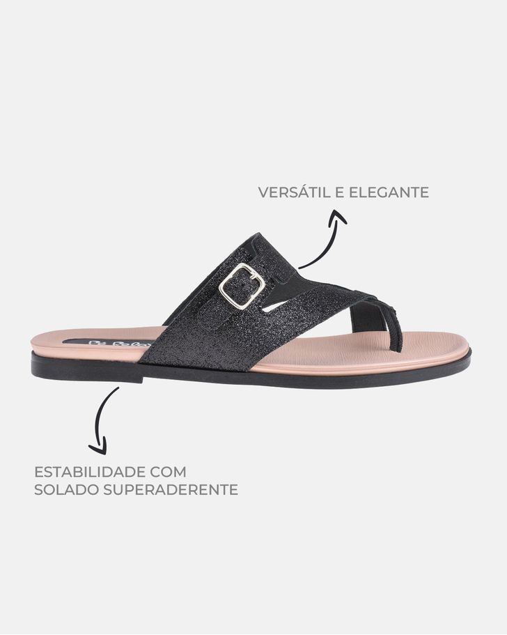 Chinelo Cosmos - Glitter Preto