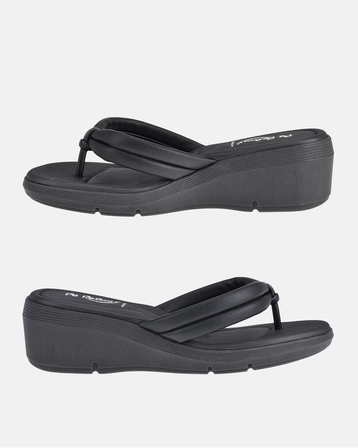 Chinelo Anabela Papoula - Preto / Palmilha Lisa